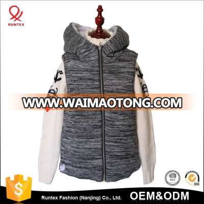 Wholesale children winter waistcoat kid boys Knitted farbric Hooded padded quilted vest